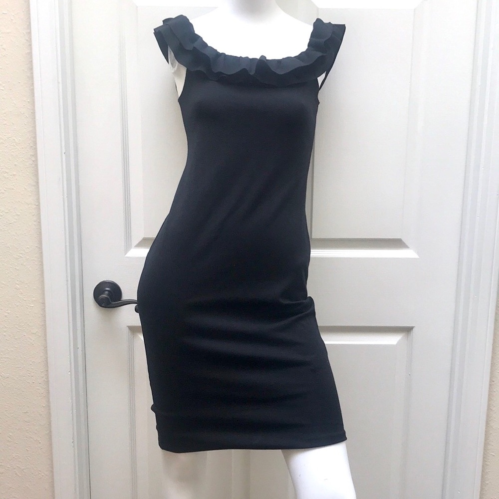 New Black Zara Dress With Ruffle Size Large NWT